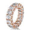 Rose Gold Eternity Band - Oval Created White Sapphire Wedding Ring - 9.50 CT. TW.