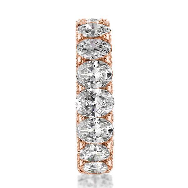 Rose Gold Eternity Band - Oval Created White Sapphire Wedding Ring - 9.50 CT. TW.