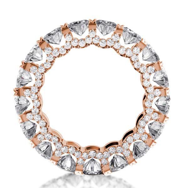 Rose Gold Eternity Band - Oval Created White Sapphire Wedding Ring - 9.50 CT. TW.