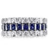 Triple Row Created Sapphire Wedding Band in Sterling Silver (5.15 CT. TW.)