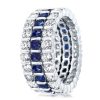 Triple Row Created Sapphire Wedding Band in Sterling Silver (5.15 CT. TW.)