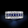 Triple Row Created Sapphire Wedding Band in Sterling Silver (5.15 CT. TW.)
