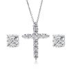 925 Sterling Silver Cross Necklace and Earrings Jewelry Set