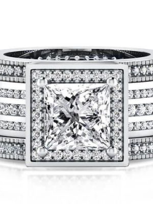 Sterling Silver Wedding Ring Set for Her with 3.00 CT Center Stone