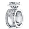Sterling Silver Wedding Ring Set for Her with 3.00 CT Center Stone