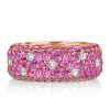 Rose Gold Pink Sapphire Eternity Wedding Band - Pave Setting - 4.55 CT