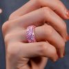 Rose Gold Pink Sapphire Eternity Wedding Band - Pave Setting - 4.55 CT
