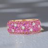 Rose Gold Pink Sapphire Eternity Wedding Band - Pave Setting - 4.55 CT
