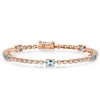 Aquamarine and White Stone Oval Cut Tennis Bracelet in Sterling Silver