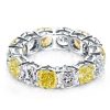 White & Yellow Topaz Cushion Cut Eternity Band in Sterling Silver