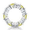 White & Yellow Topaz Cushion Cut Eternity Band in Sterling Silver