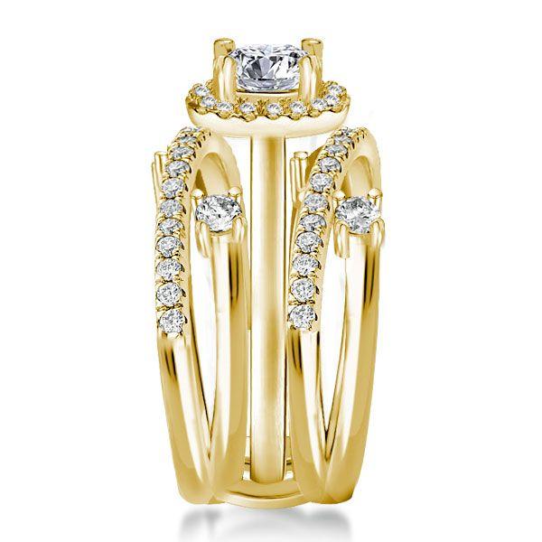 Halo Engagement Ring Set - 18K Gold Plated Sterling Silver, 2.16 CT. TW.