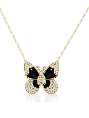 Dancing Butterfly Necklace - 18K Gold Plated Sterling Silver Pendant for Women