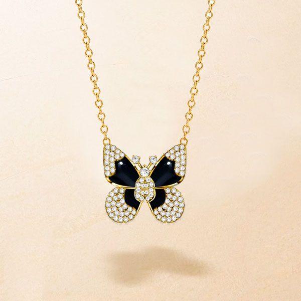 Dancing Butterfly Necklace - 18K Gold Plated Sterling Silver Pendant for Women