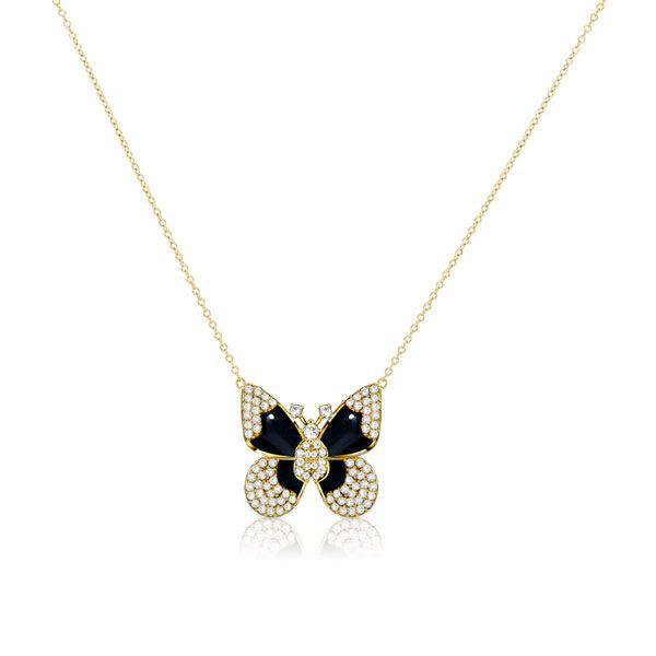 Dancing Butterfly Necklace - 18K Gold Plated Sterling Silver Pendant for Women