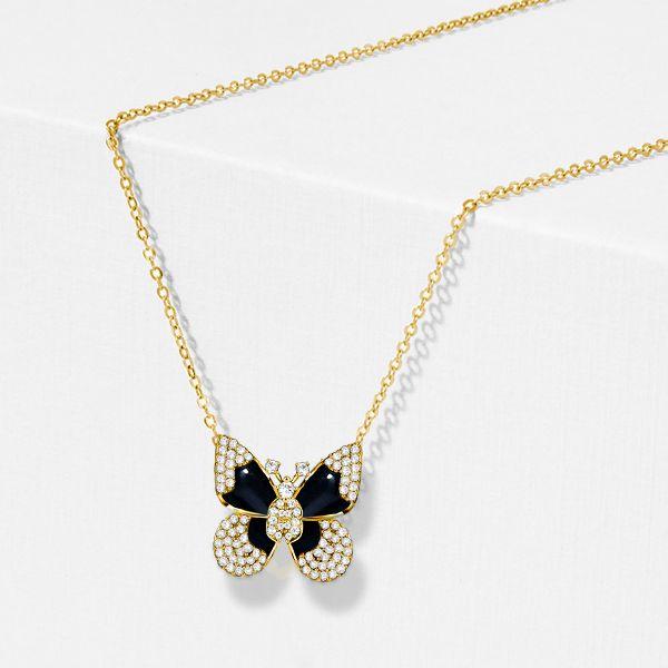Dancing Butterfly Necklace - 18K Gold Plated Sterling Silver Pendant for Women