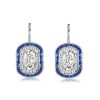 Sterling Silver Double Halo Drop Earrings with 3.20 CT. TW. Center Stones
