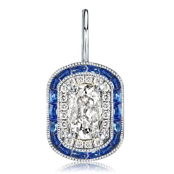Sterling Silver Double Halo Drop Earrings with 3.20 CT. TW. Center Stones