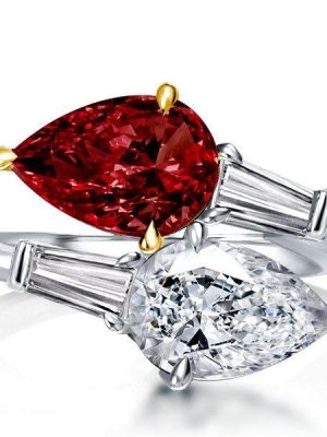 Pear-Shaped Twin Garnet Engagement Ring in Sterling Silver