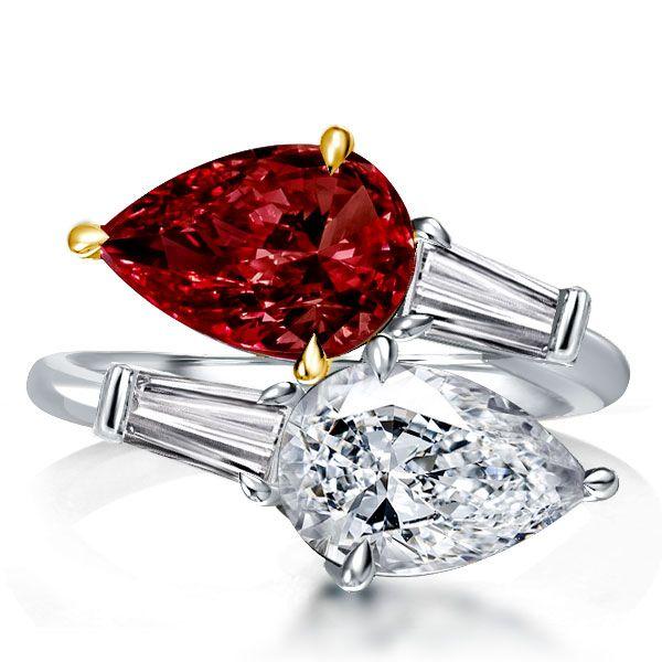 Pear-Shaped Twin Garnet Engagement Ring in Sterling Silver
