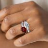 Pear-Shaped Twin Garnet Engagement Ring in Sterling Silver