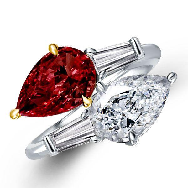 Pear-Shaped Twin Garnet Engagement Ring in Sterling Silver