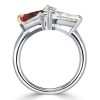 Pear-Shaped Twin Garnet Engagement Ring in Sterling Silver