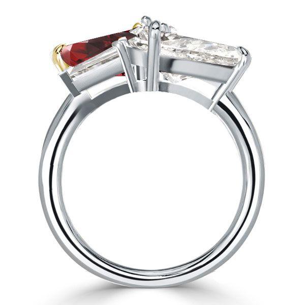 Pear-Shaped Twin Garnet Engagement Ring in Sterling Silver