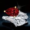 Pear-Shaped Twin Garnet Engagement Ring in Sterling Silver
