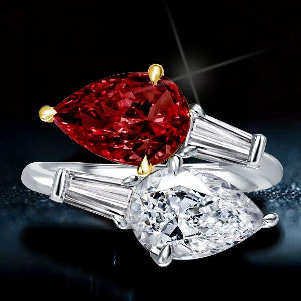 Pear-Shaped Twin Garnet Engagement Ring in Sterling Silver