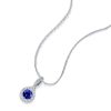 Blue Sapphire Twist Pendant Necklace - Sterling Silver Pave Halo - 17-22 Inch Chain