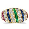 Antique Style Golden Dome Ruby Wedding Band | 18K Gold Plated Sterling Silver Ring for Women