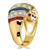Antique Style Golden Dome Ruby Wedding Band | 18K Gold Plated Sterling Silver Ring for Women