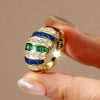 Antique Style Golden Dome Ruby Wedding Band | 18K Gold Plated Sterling Silver Ring for Women