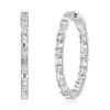 Baguette Cut Sterling Silver Hoop Earrings - 7.20 CT. TW.