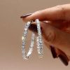 Baguette Cut Sterling Silver Hoop Earrings - 7.20 CT. TW.
