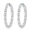 Baguette Cut Sterling Silver Hoop Earrings - 7.20 CT. TW.