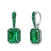 Two-Tone Emerald & Sapphire Sterling Silver Drop Earrings
