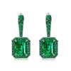 Two-Tone Emerald & Sapphire Sterling Silver Drop Earrings