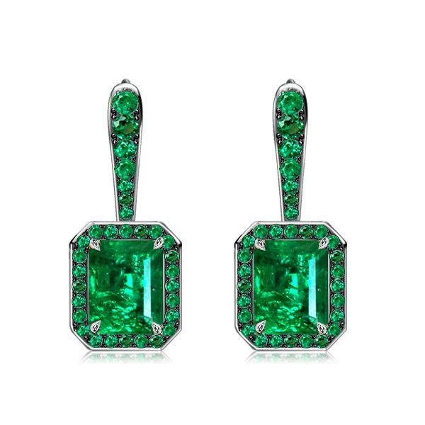 Two-Tone Emerald & Sapphire Sterling Silver Drop Earrings
