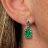 Two-Tone Emerald & Sapphire Sterling Silver Drop Earrings