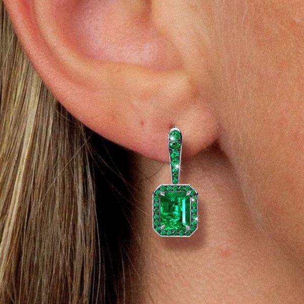 Two-Tone Emerald & Sapphire Sterling Silver Drop Earrings