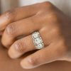 Halo Round Cut Three Stone Engagement Ring - 925 Sterling Silver, 3.5 CT TW