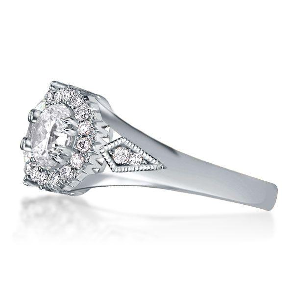Halo Round Cut Three Stone Engagement Ring - 925 Sterling Silver, 3.5 CT TW
