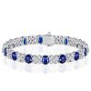 Cornflower Blue Oval Cut Tennis Bracelet in 925 Sterling Silver