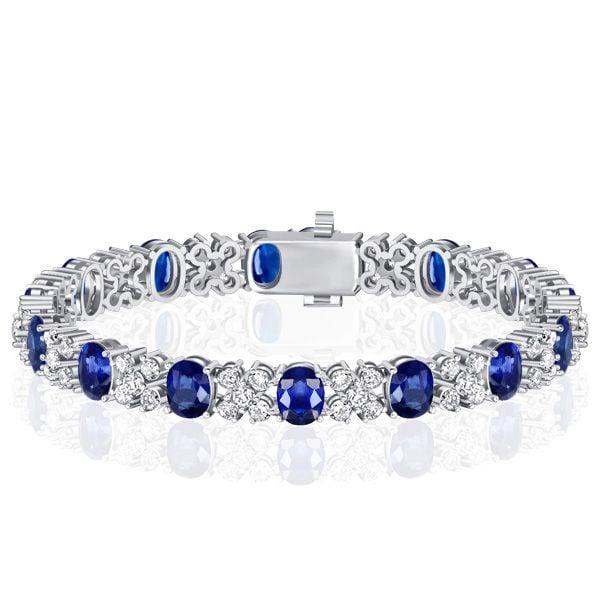 Cornflower Blue Oval Cut Tennis Bracelet in 925 Sterling Silver