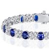 Cornflower Blue Oval Cut Tennis Bracelet in 925 Sterling Silver