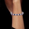Cornflower Blue Oval Cut Tennis Bracelet in 925 Sterling Silver