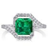 Princess Cut Bypass Engagement Ring in Rhodium Plated Sterling Silver