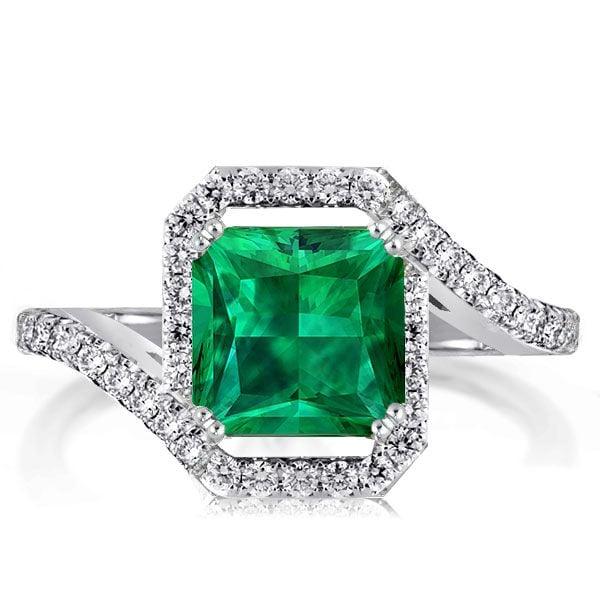 Princess Cut Bypass Engagement Ring in Rhodium Plated Sterling Silver